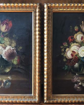 Coppia dipinti O.Campagnari (vaso con fiori)