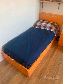 Letto con vano contenitore arancione