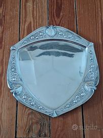 Vassoio antico placcato argento, punzoni, esagono