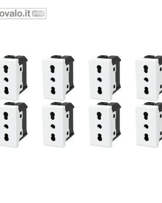 8 x Presa Bipasso 16A Compatibile Bticino Matix