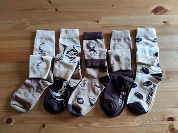 Set 5 Paia Calzini Fantasia Caffè unisex