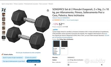 Coppia manubri 10kg. Cad.