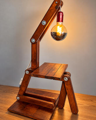 Lampada artigianale in legno realizzata a mano