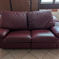 DIVANO 2 POSTI PELLE BORDEAUX