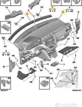 Plancia di bordo cruscotto peugeot 208