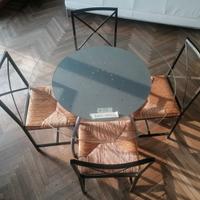 tavolo rotondo 104cm in vetro e 4 sedie