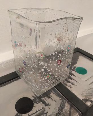Vaso quadrato con murrine