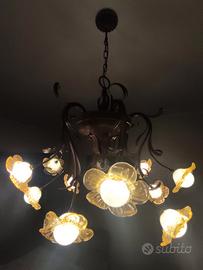 lampadario 12 luci in vetro soffiato 