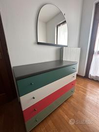 Letto a castello con armadio e cassettiere