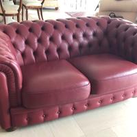 Poltrona in pelle tipo chester  colore bordeaux