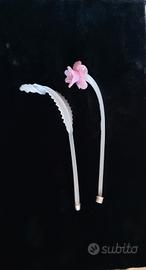 Fiore e foglia  in vetro di Murano vintage