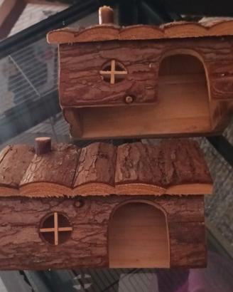 Due casette grandi per gabbia criceto,piccoli rod 