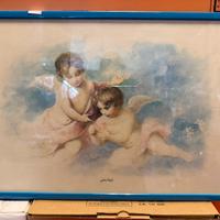 Litografia incorniciata di due cherubini