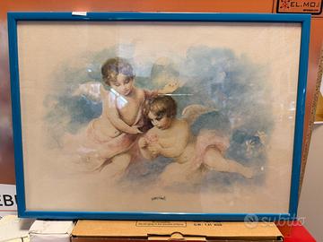 Litografia incorniciata di due cherubini
