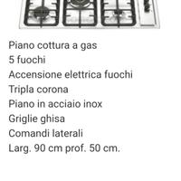 Piano cottura inox cm.90