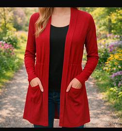 Nuovo cardigan in cotone Zero rosso S