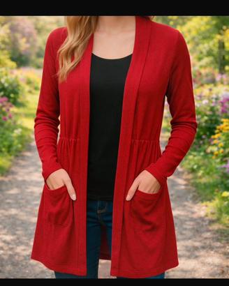 Nuovo cardigan in cotone Zero rosso S