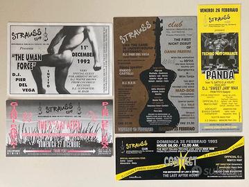 Biglietti flyers discoteca Strauss disco anni 90