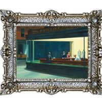 STAMPA NOTTAMBULI DI HOPPER CORNICE BAROCCA 55X45