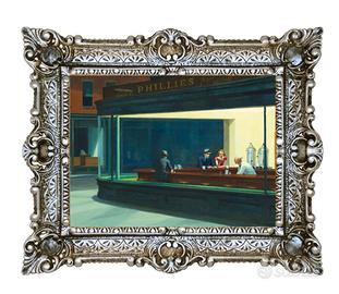 STAMPA NOTTAMBULI DI HOPPER CORNICE BAROCCA 55X45