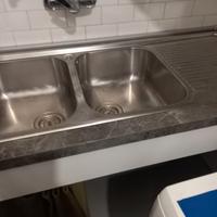 lavello  in acciaio 2 vasche + mobiletto 