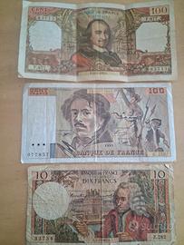 3 banconote francesi