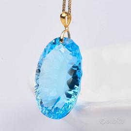 Collana con ciondolo-18 carati Oro giallo Topazio