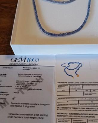 Collane  e bracciale in tanzanite e argento