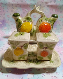 Set Olio, Aceto, Sale e Pepe in Ceramica Vintage