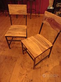 Sedie industrial in massello e ferro