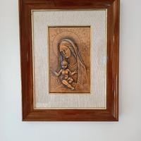 Quadro in bassorilievo madonna con bambino