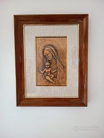 Quadro in bassorilievo madonna con bambino