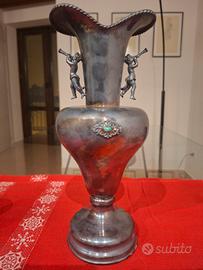 Vaso ad anfora vintage in argento 800, metà XX sec
