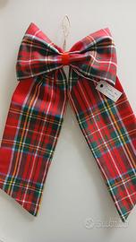 Decorazioni natalizie fiocco tartan rosso