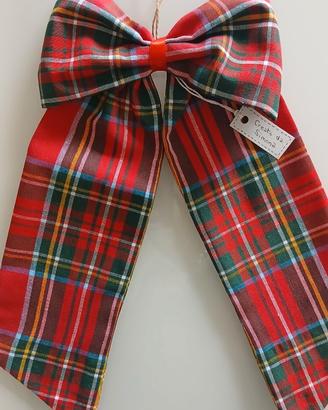 Decorazioni natalizie fiocco tartan rosso