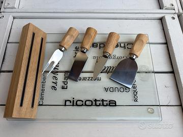 Set Tagliere Formaggi AMC Vetro + Utensili - Nuovo