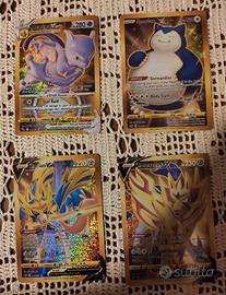 Lotto 4 carte Pokémon Fan Made Gold Oro olografic