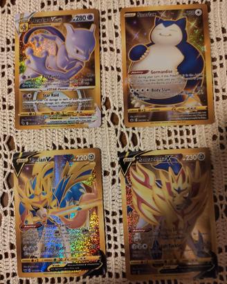 Lotto 4 carte Pokémon Fan Made Gold Oro olografic