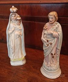 Coppia statue antiche Sacra Famiglia in ceramica