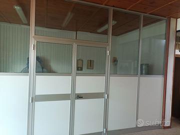 vetrata vetro-alluminio 5200+1000x3080mm con porta