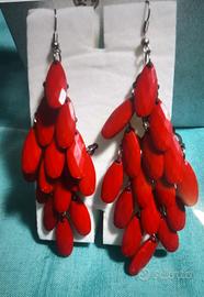 orecchini 2 coppie bianchi e rossi