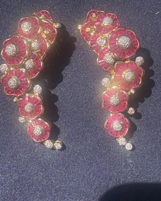 Orecchini in pro 750 brillanti e rubini