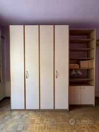 Armadio, libreria e letto singolo cameretta