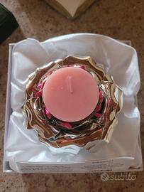 Portacandela fiore argentato