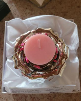 Portacandela fiore argentato