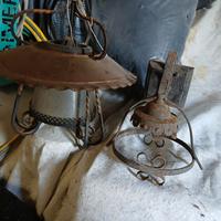 lampadario antico più plafoniera  a parete 