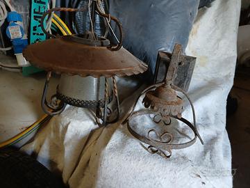 lampadario antico più plafoniera  a parete 