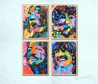 4 Pitture dei Beatles  Dipinte a Tempera su Carta