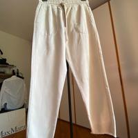 Pantaloni donna in cotone Zara colore gesso Tg. 42