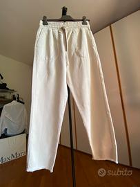 Pantaloni donna in cotone Zara colore gesso Tg. 42